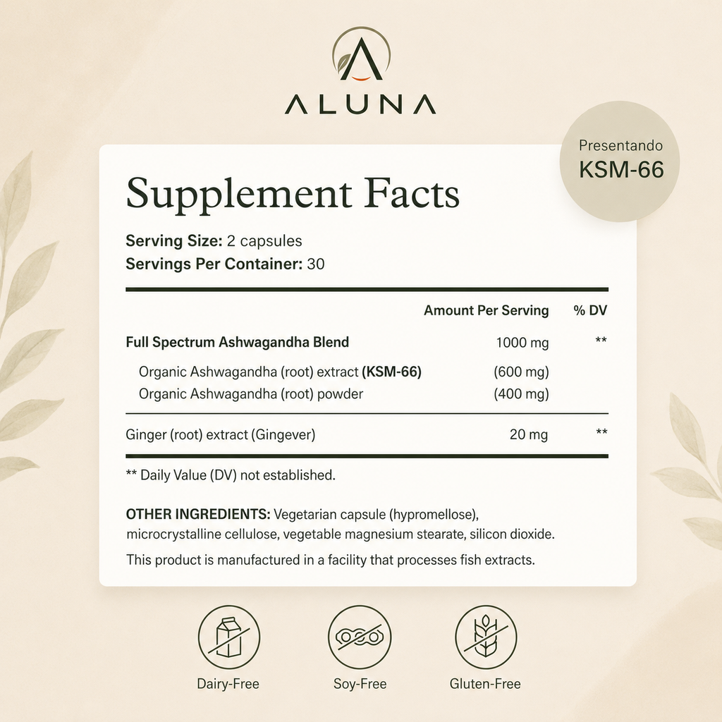 Ashwagandha Youtheory con KSM-66® — 60 cápsulas vegetariana