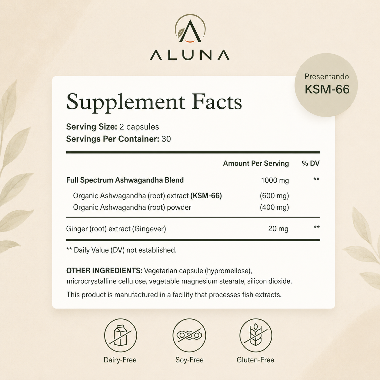 Ashwagandha Youtheory con KSM-66® — 60 cápsulas vegetariana