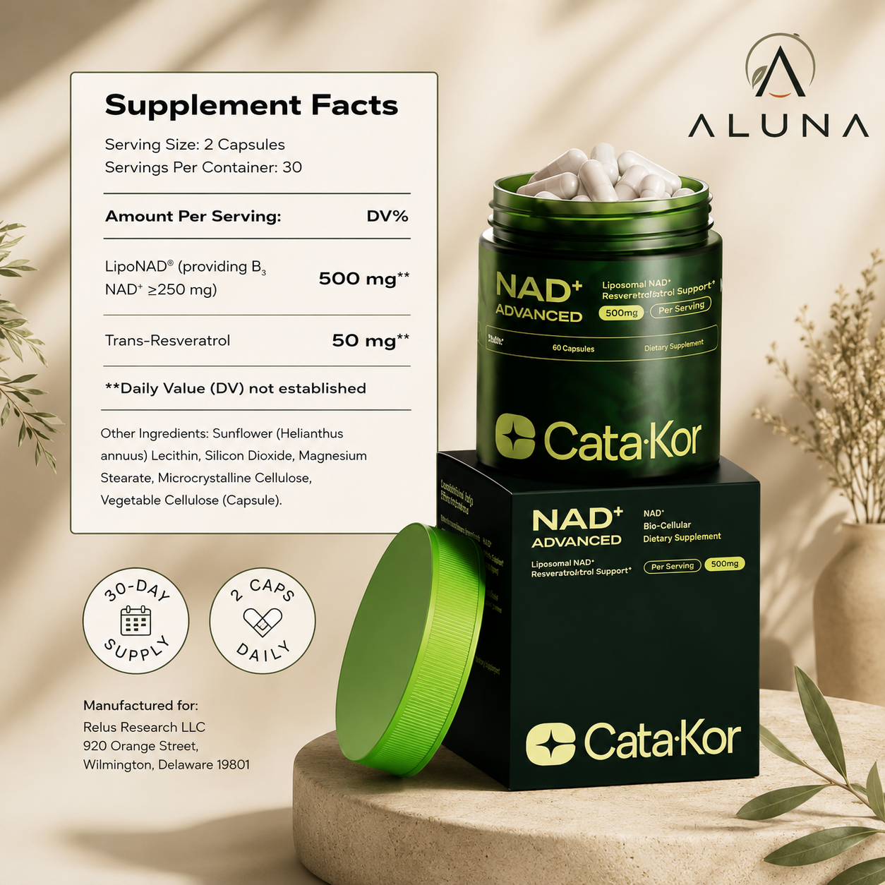 Cata-Kor NAD+ Advanced con Resveratrol
