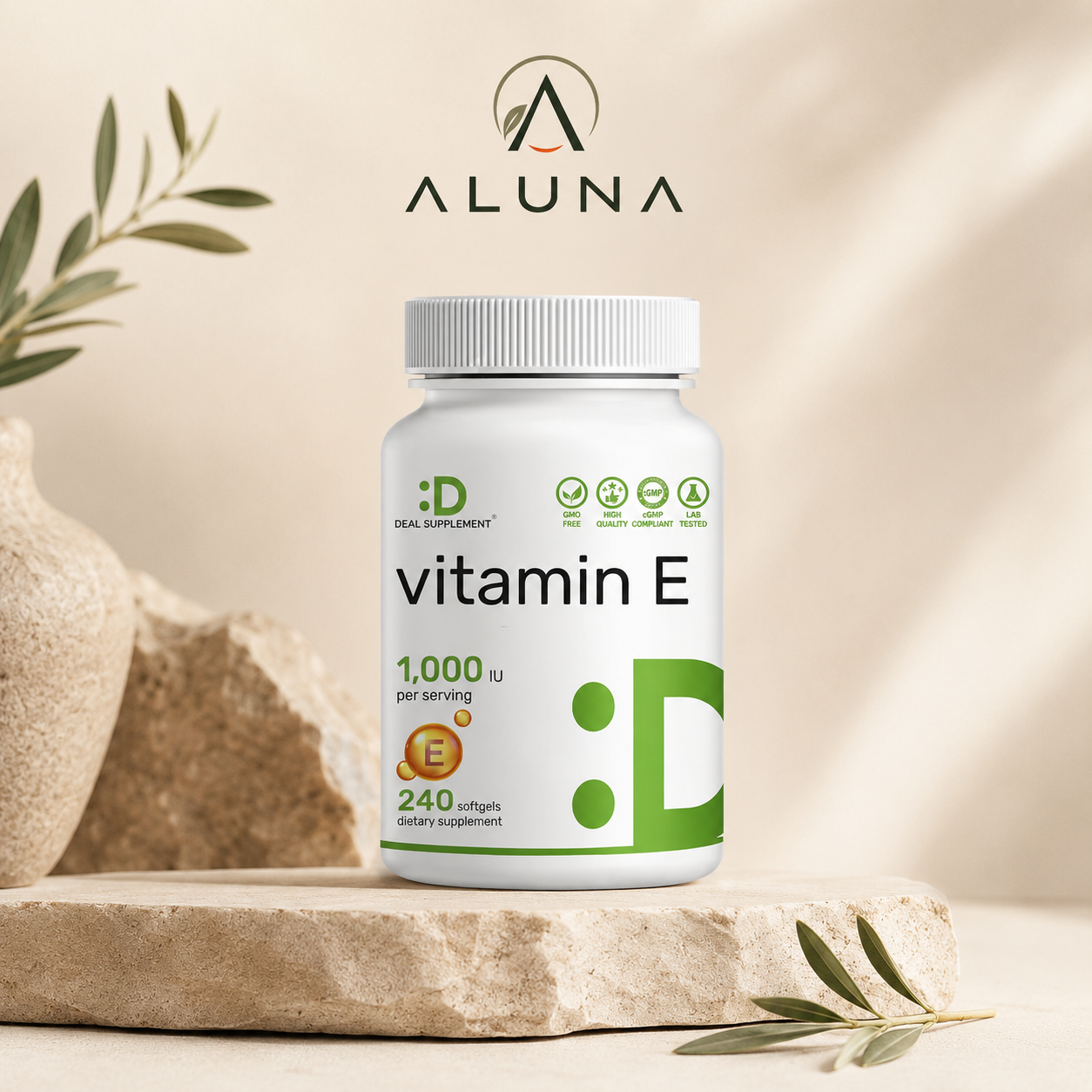 Vitamina E 1,000 IU — 240 cápsulas blandas
