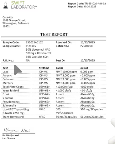 Cata-Kor NAD+ Advanced con Resveratrol